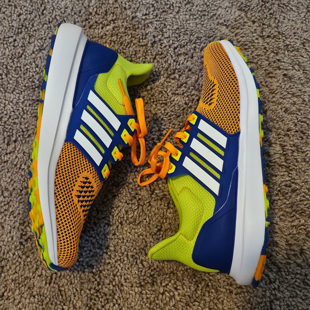 Adidas Kids Ubounce DNA Shoes Boys Size 5 Crew Orange Solar Slime Sneakers Neon - Picture 2 of 10
